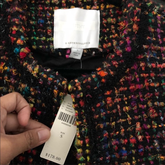 🆕NWT rare Handmade Rainbow Frayed Tweed Jacket - Picture 6 of 8